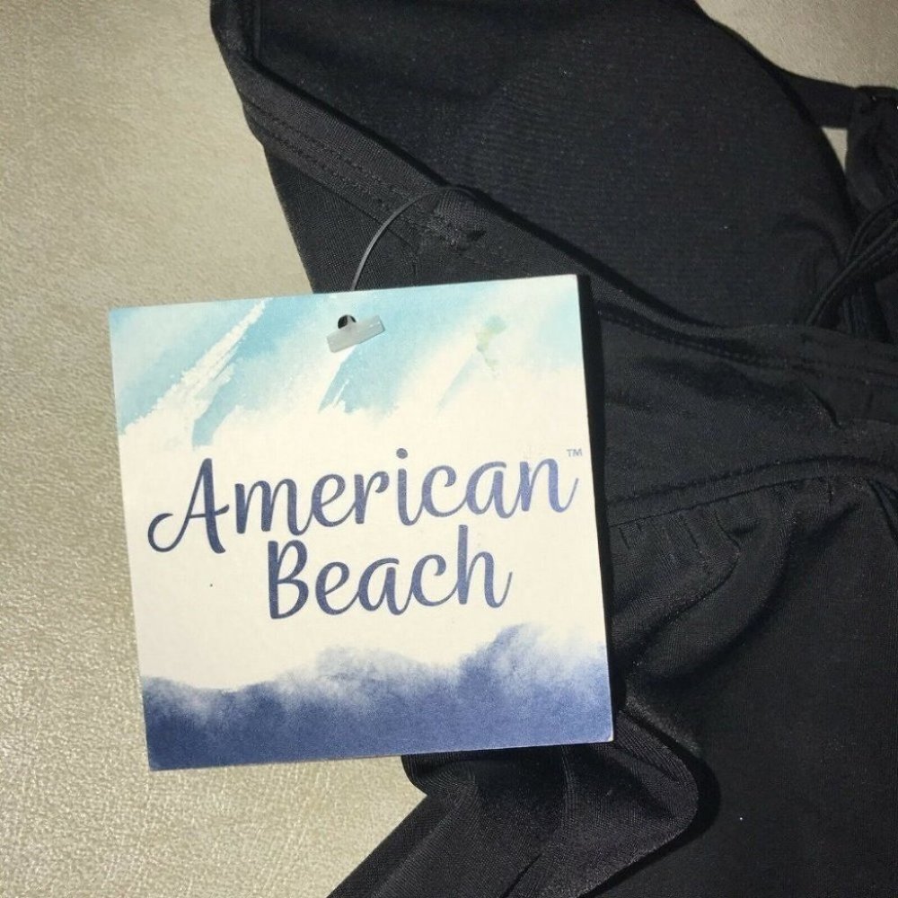 American Beach Swim Black Tankini Top & Bottom Set Womens Size S New - Picture 12 of 12